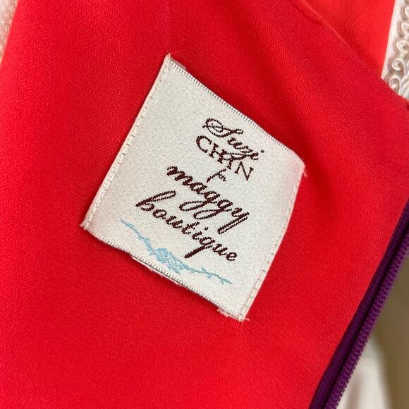 Suzi Chin for Maggy Sz. Medium, boutique colorblock dress fun flirty party #0666 - Picture 6 of 7